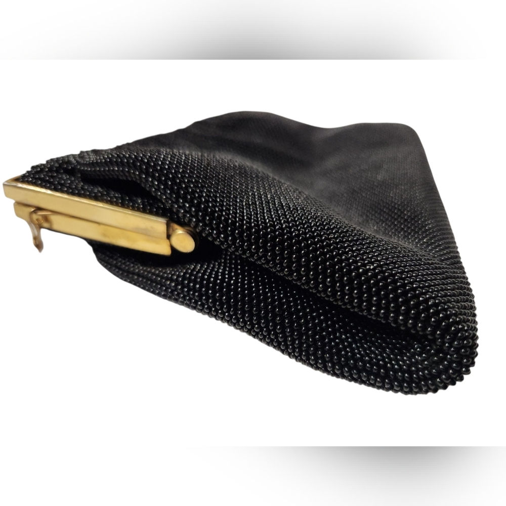 Vintage French Hand Beaded Made in France Black & Gold Purse - Picture 10 of 12